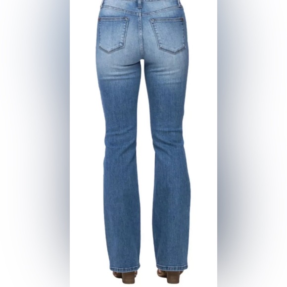 Judy Blue Mid Rise Bootcut Jeans Women's 16W Plaid Patch Adult New - Picture 2 of 14